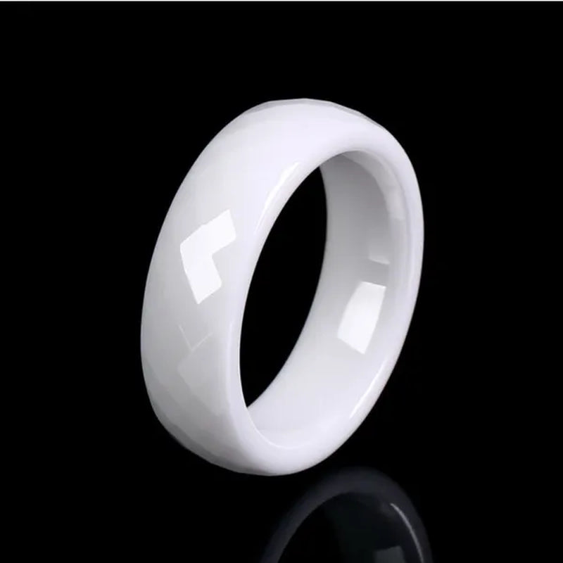 Never Faded Ceramic Ring 6mm Wide Multi-cut Couple Ring Black and White Blue Pink Nano Ceramic Ring