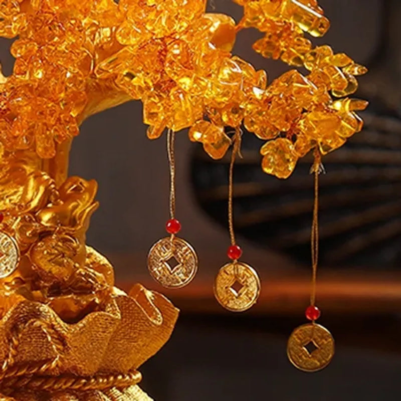 Resin Citrine Feng Shui Money Tree Lucky Tree Home Decoration Ornament Festival Holiday Gifts Bring Wealth
