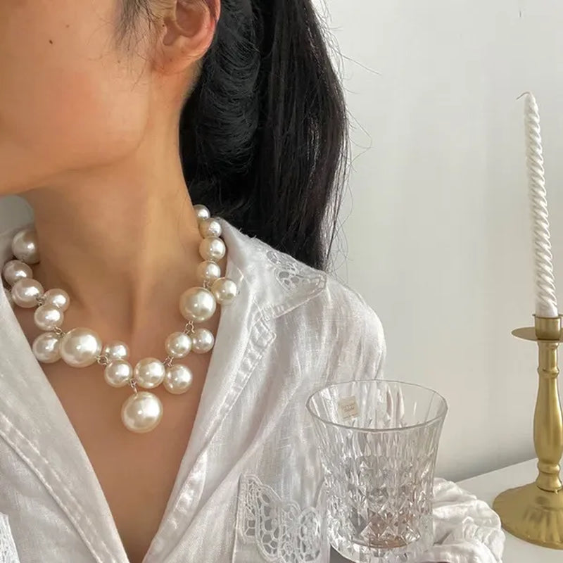 New Fashion Imitation Pearl Necklace Beaded Pearls Necklaces Elegant Choker Necklace for Women Bride Jewelry Gifts