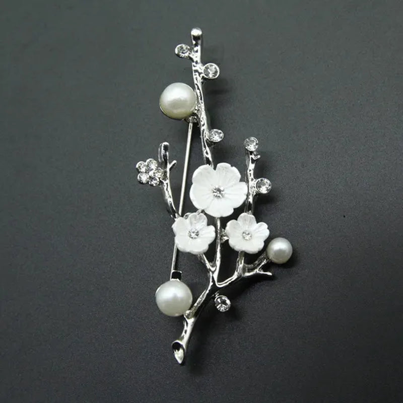 Natural Plum Blossom Brooches Pins For Women Vintage Freshwater Pearl Brooch Bouquet For Wedding Party