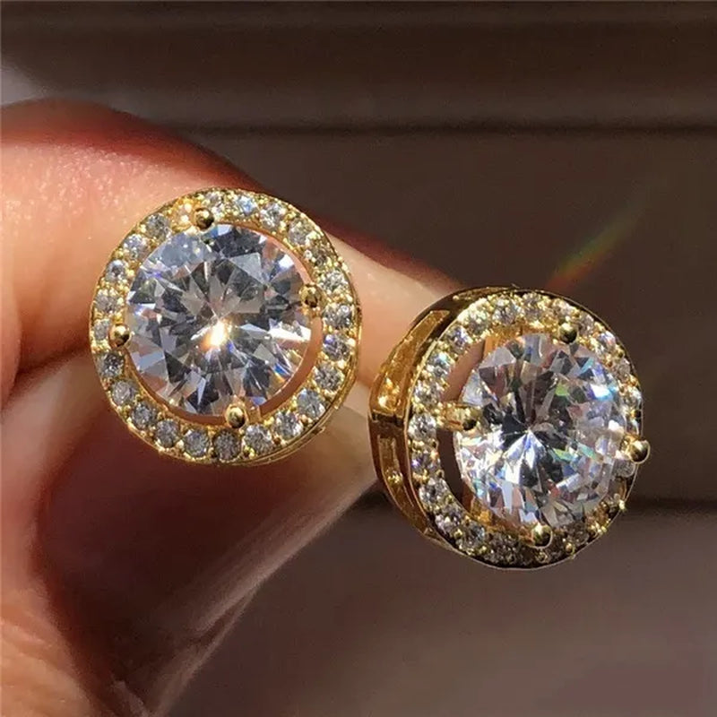1.25ct Round Moissanite White Diamond Halo Brilliant Cut Stud Earrings White Bride Wedding Engagement Jewelry Gifts