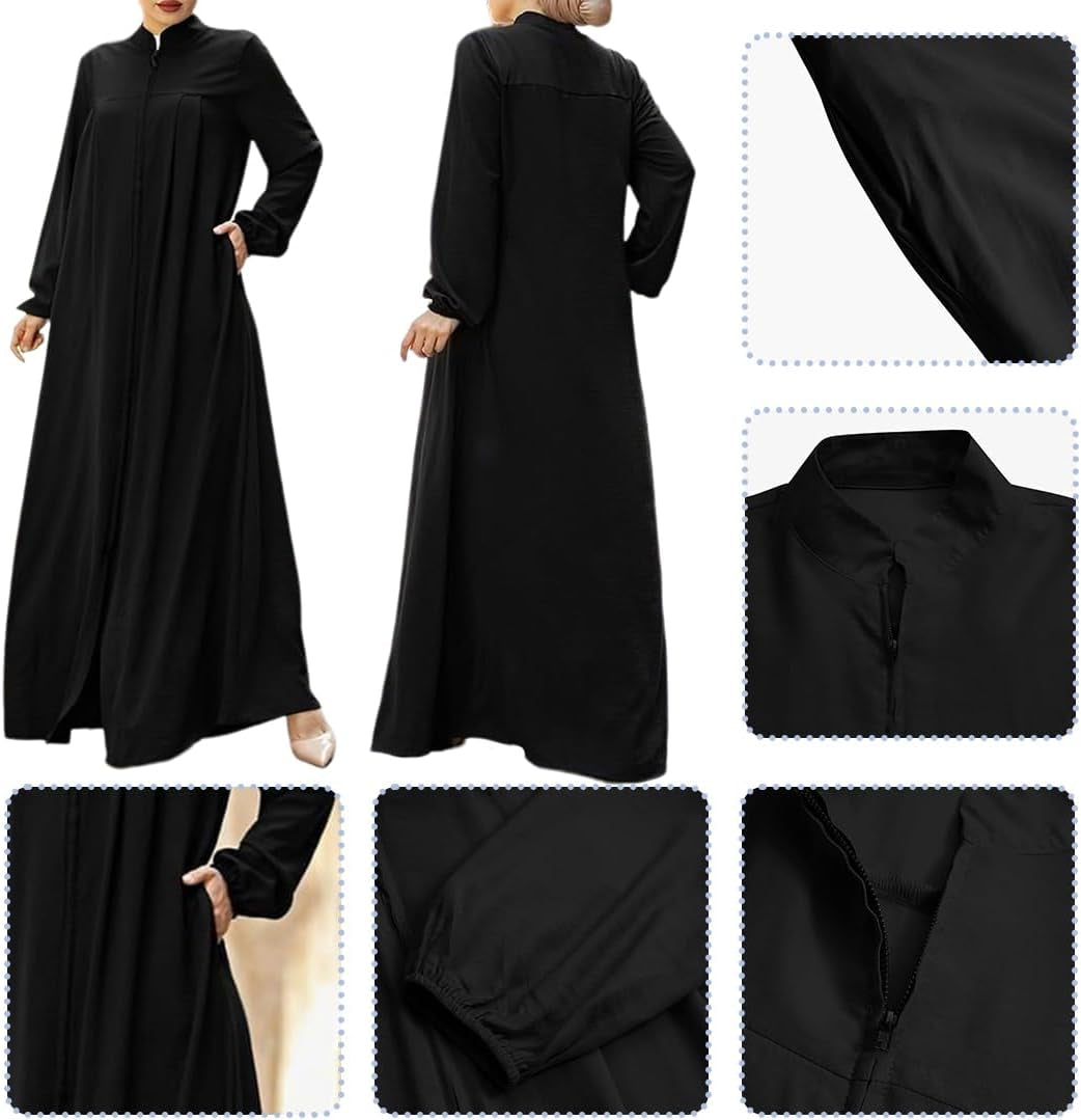 Abayas for Women Muslim Dress Prayer Clothes Zipper Maxi Long Robe Kaftan Dresses Islamic Dubai Loose Abaya Dress