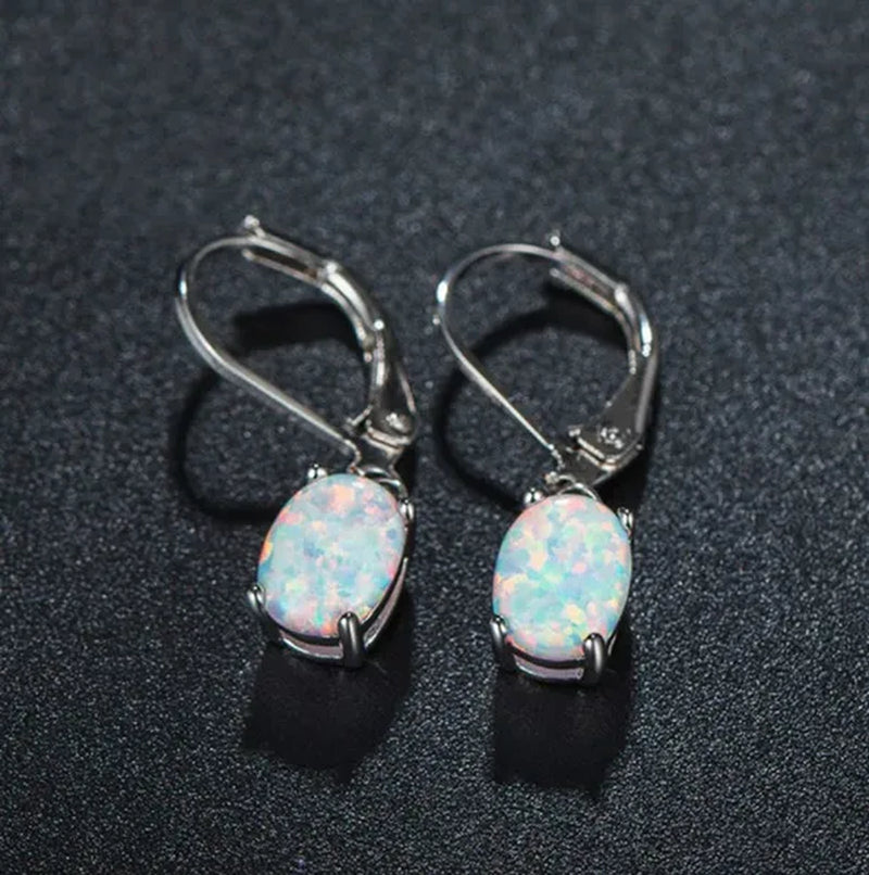 925 Sterling Silver 6*8MM Opal Opal Opal OPAL Ear Hook Earrings