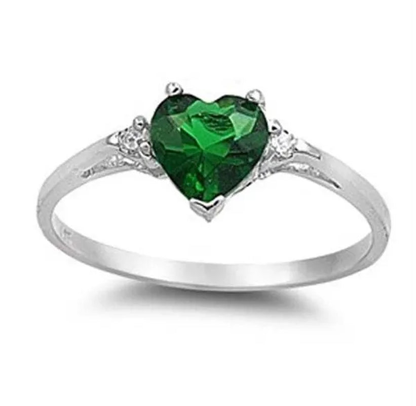 women's fashion silver Heart white sapphire Promise Ring wedding rings for women size 6 7 8 9 10