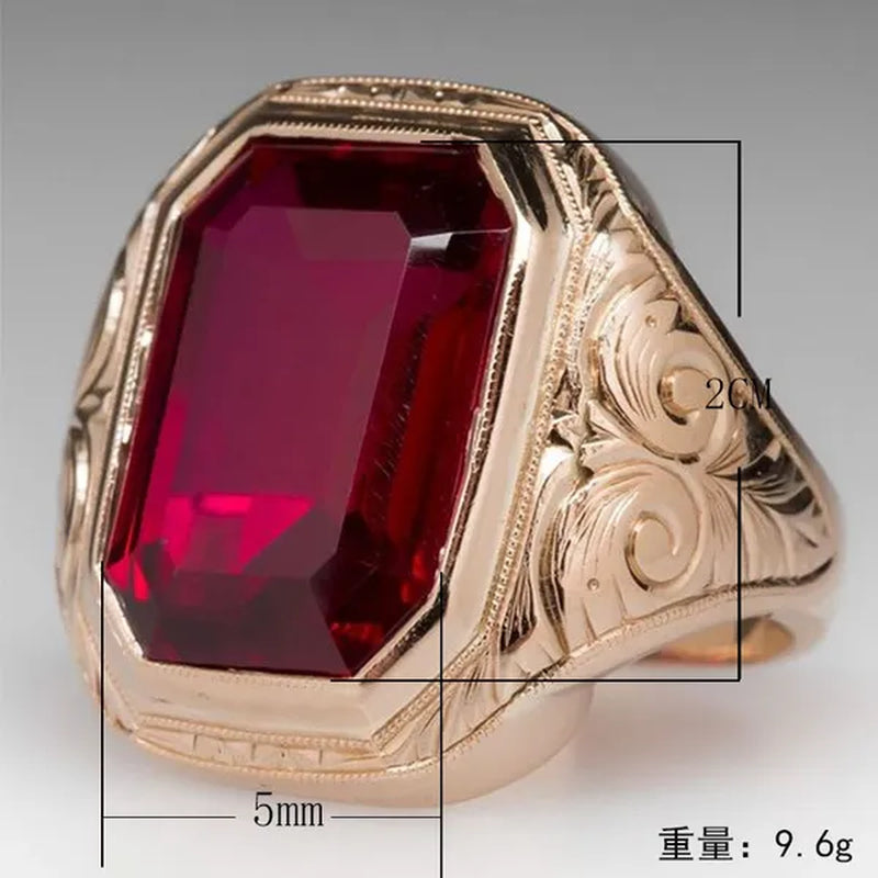 Classic Simple Vintage Fashion Woman Ruby Ring Hand Engraving Ring Engagement Party Wedding Jewelry Anniversary Christmas Gift Ring Men'S Jewelry Size US5-13