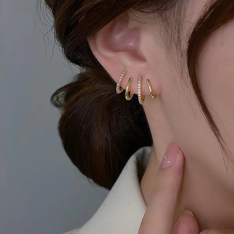 Shiny four-claw earrings ladies exquisite zircon earrings girls birthday party wedding temperament earrings niche high-end earrings