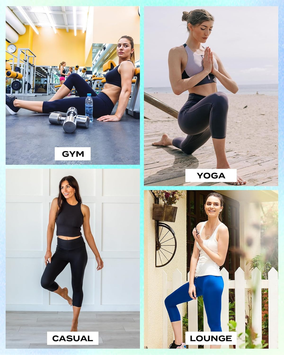 Capri Leggings for Women - Tummy Control Black Leggings with Pockets High Waisted Yoga Pants Workout Cycling Leggings