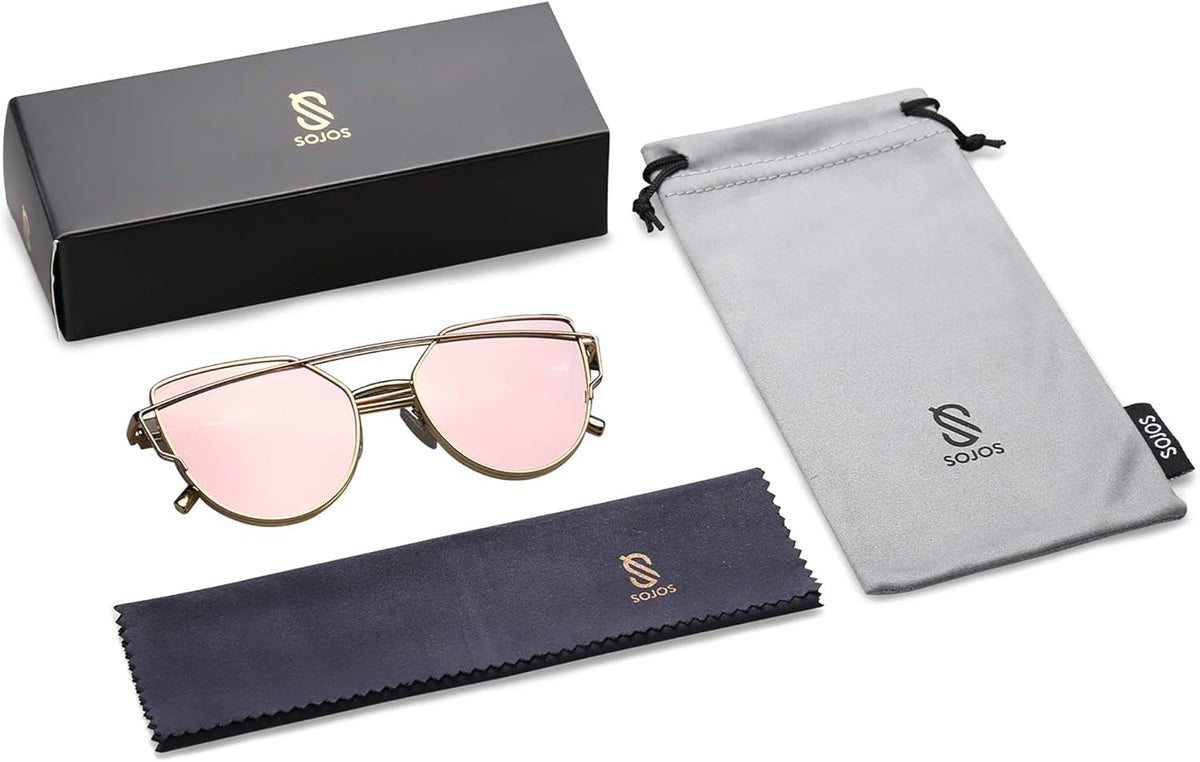 Cat Eye Sunglasses for Women Fashion Designer Style Mirrored Lenses