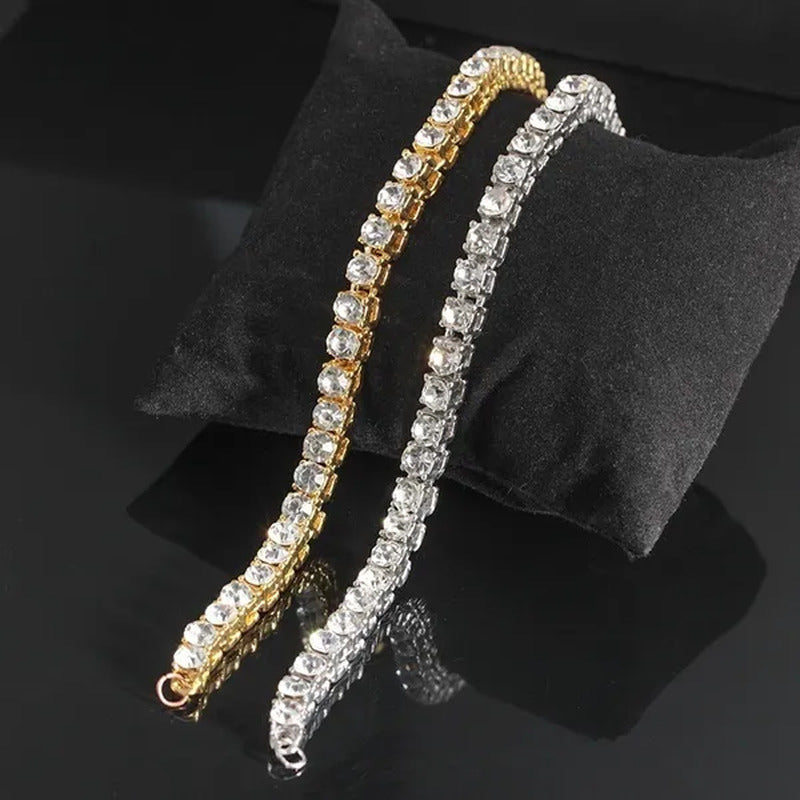 Unisex Hip Hop Bling Iced Out Cubic Zirconia Necklaces Bracelet Cool Men One-Row