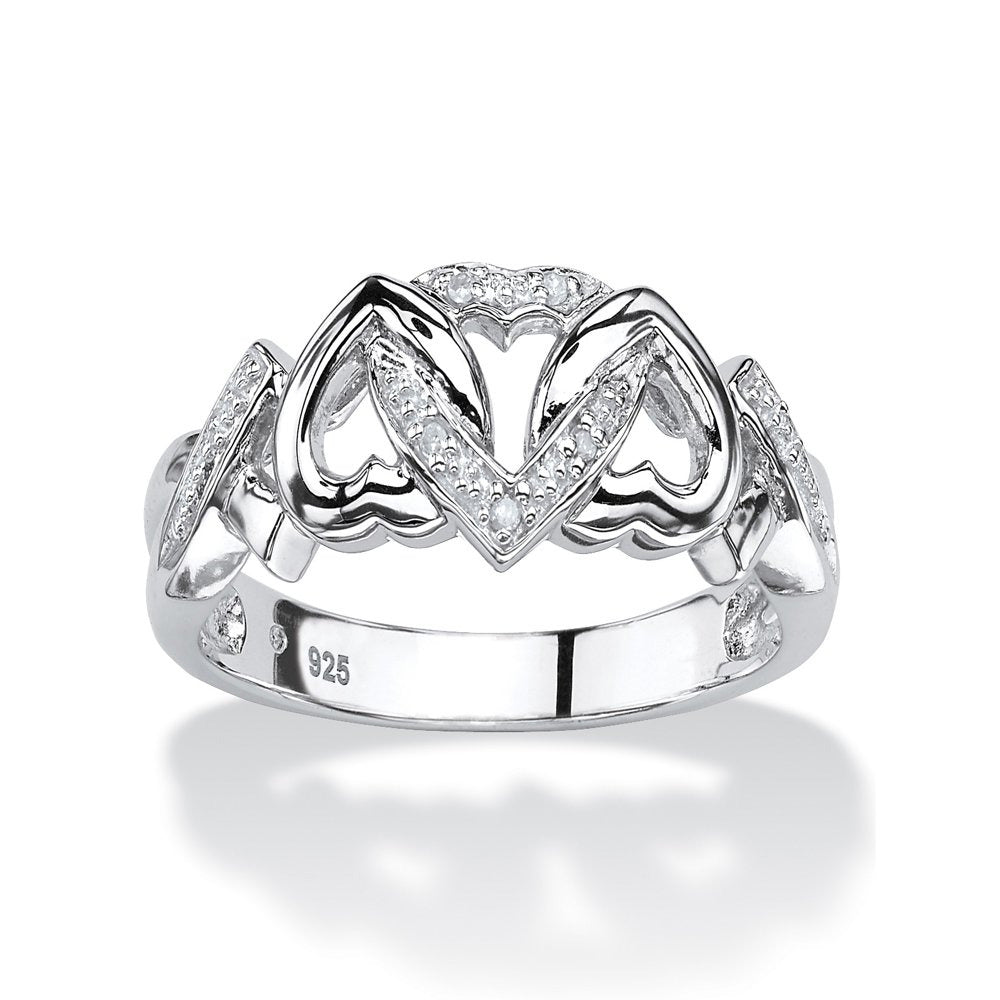 Diamond Accent Interlocking Hearts Promise Ring in Platinum over Sterling Silver