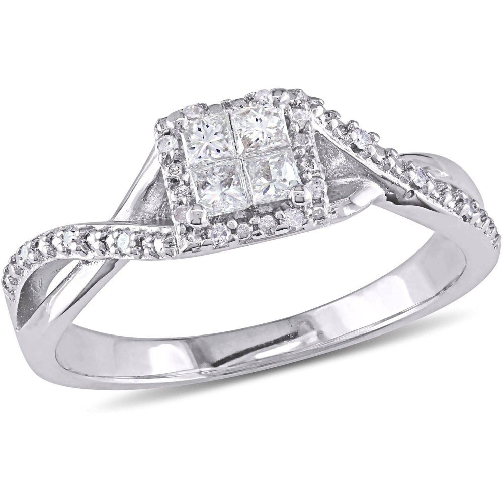 1/4 Carat T.W. Princess- and Round-Cut Diamond Sterling Silver Infinity Halo Eng