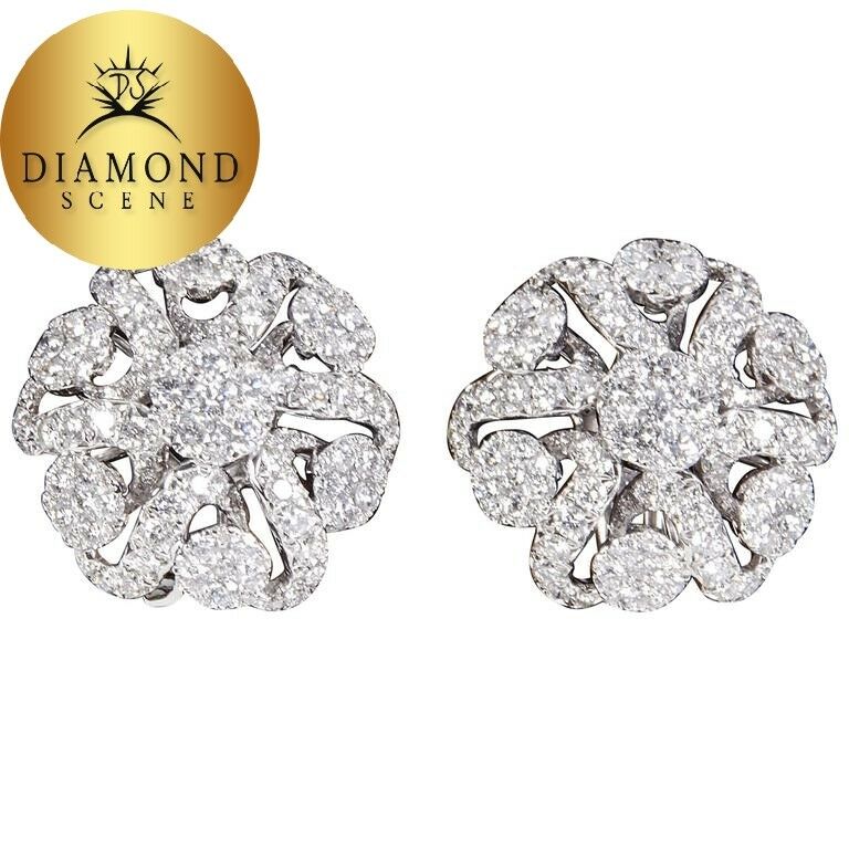 Diamond Scene 2.98 Carats Diamonds Gold Button Earrings