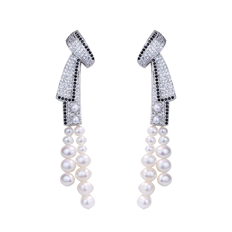 Women'S Light Luxury Tassel Natural Pearl Earrings