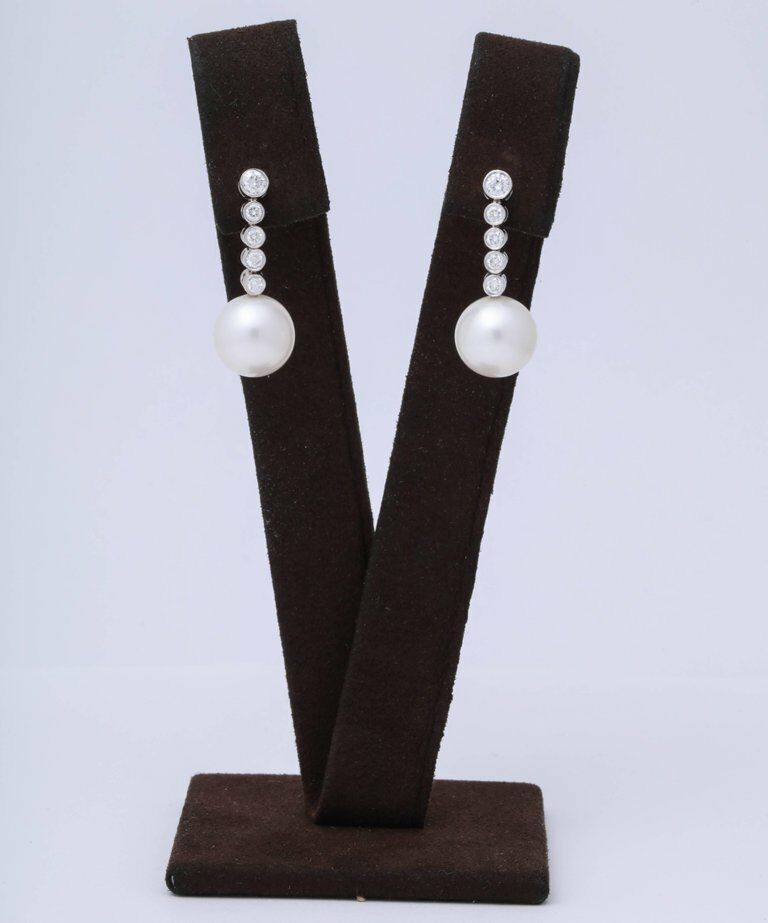 Pearl and Diamond Dangle Earrings
