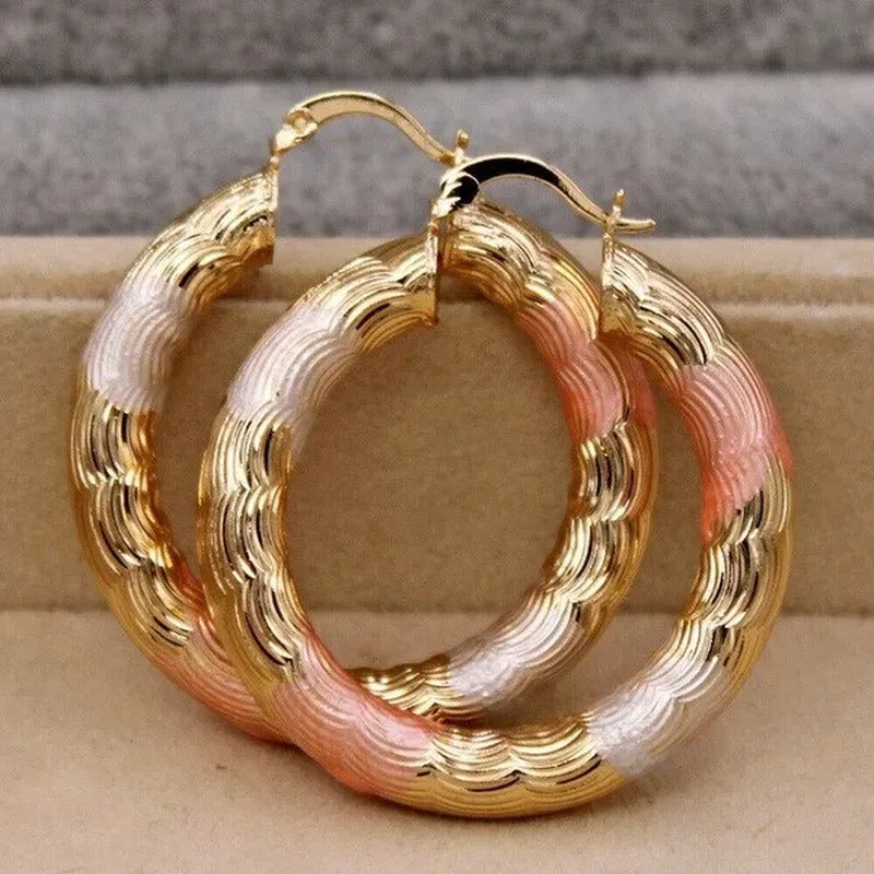 Gold Color Hoop Earrings for Women'S Filled - Crude Tube Swirl Multilayer Circle
