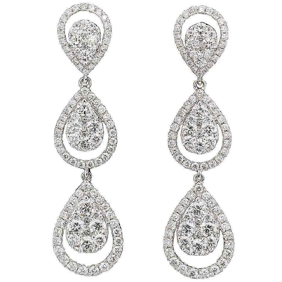 Diamond Dangle Drop Earrings