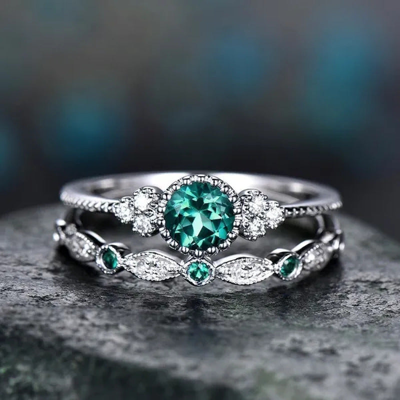 New Trendy 2019 Hot Sale Wedding Rings Set Natural Amethyst Sapphire Ring for Wo