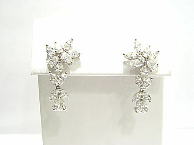 DIAMOND 8 PEAR SHAPE 16 MARQUISE SHAPE DIAMOND DANGLE 9.37 CT PLATINUM EARRING