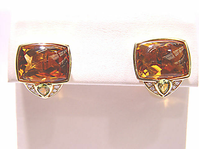 TOTAL 2 RECTANGULAR CITRINE CABOCHON 2 PERIDOT PEAR SHAPE 12 ROUND BRILLIANT