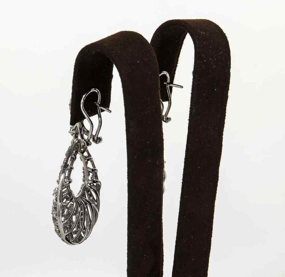 Pear Shaped Diamond Gold Dangle Earrings