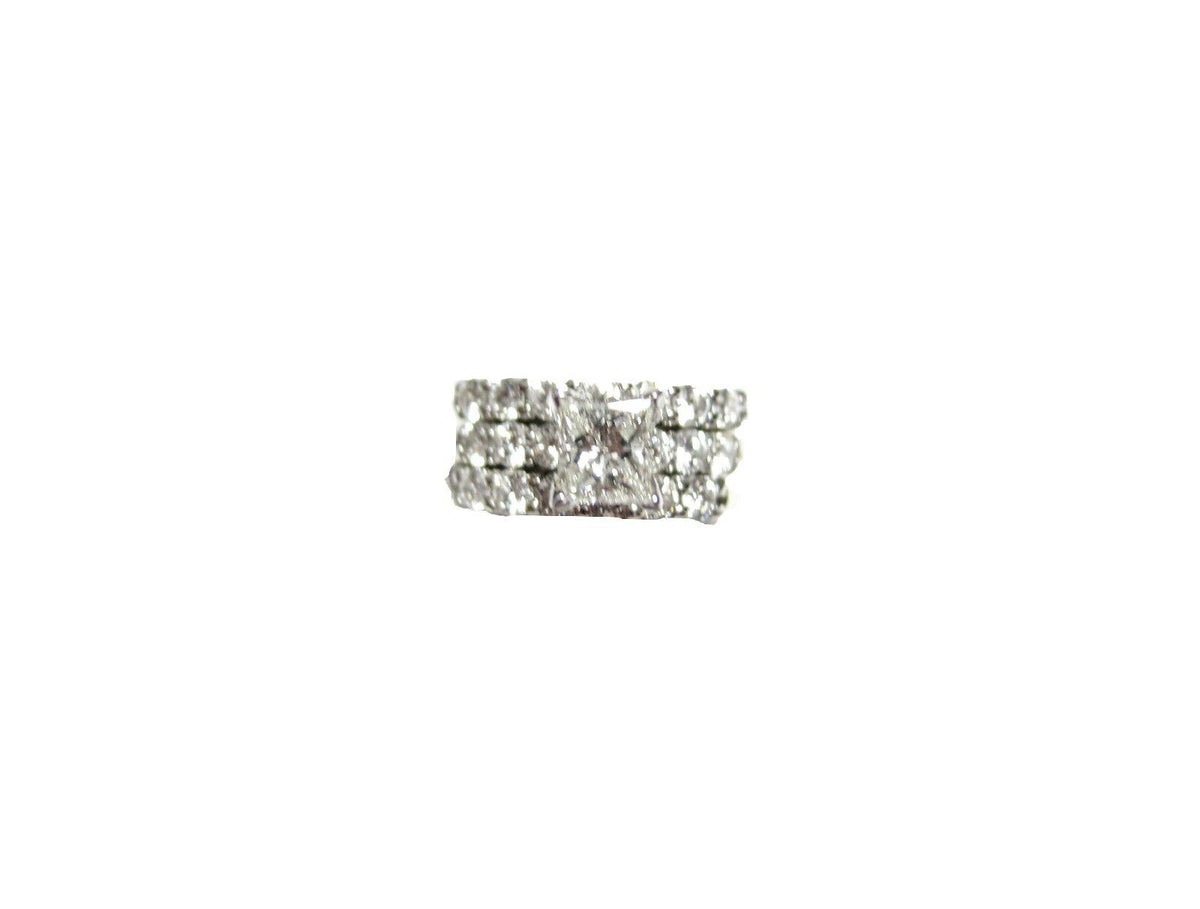 CERTIFIED DIAMOND PRINCESS CENTER SIDE 2 MATCH BAND ROUND BRILLIANT ENGAGEMENT