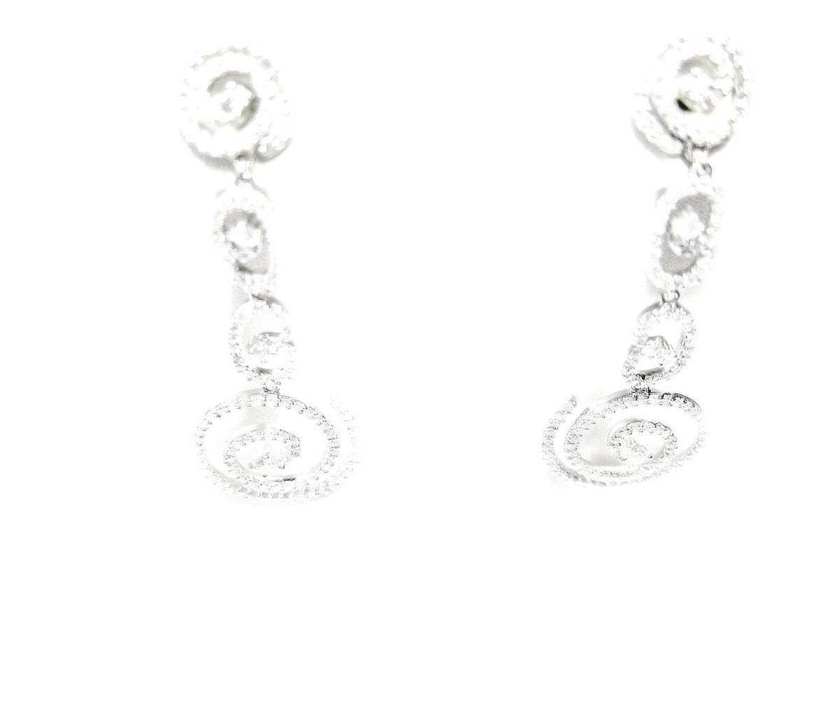 1.95 CT DIAMOND DANGLE ROUND BRILLIANT SHAPE DROP LONG EARRING 18 K WHITE GOLD