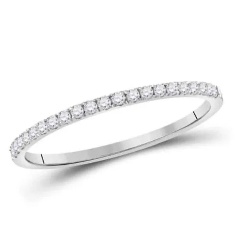 NEW 10K White Gold round Diamond Stackable Band Ring 1/6 Cttw