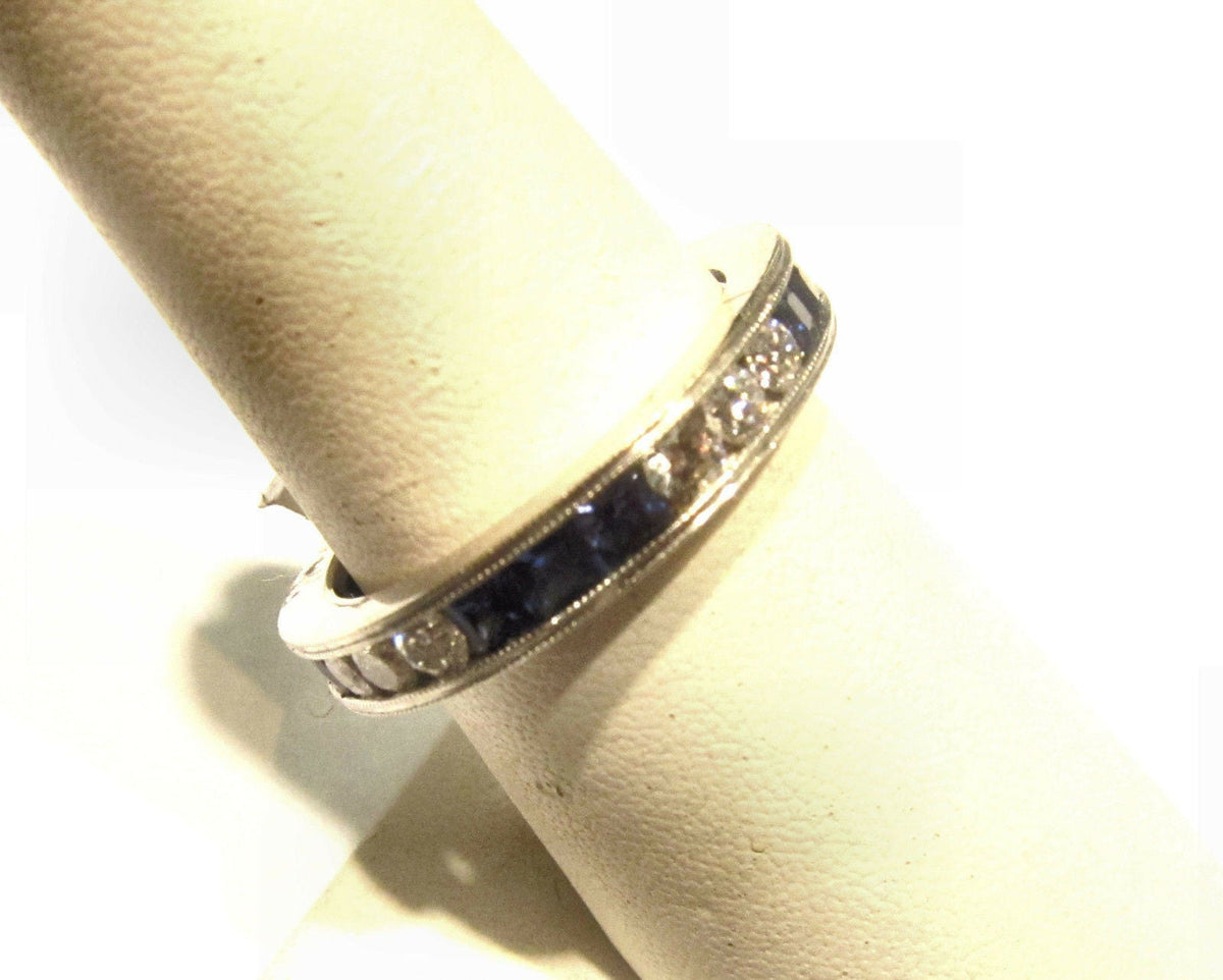 ROUND DIAMOND 12 STONE PRINCESS SAPPHIRE 13 STONE ETERNITY BAND ETERNITY RING