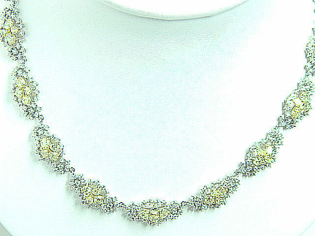 FANCY COLOR DIAMOND ROUND FANCY YELLOW DIAMOND MULTI SHAPE DIAMOND NECKLACE