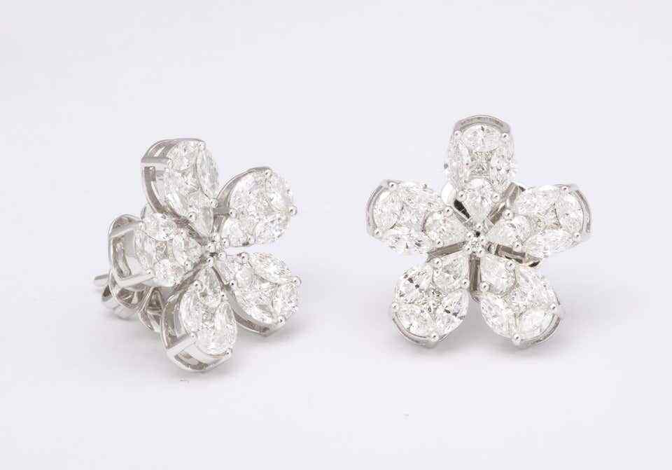 Diamond Flower Earrings