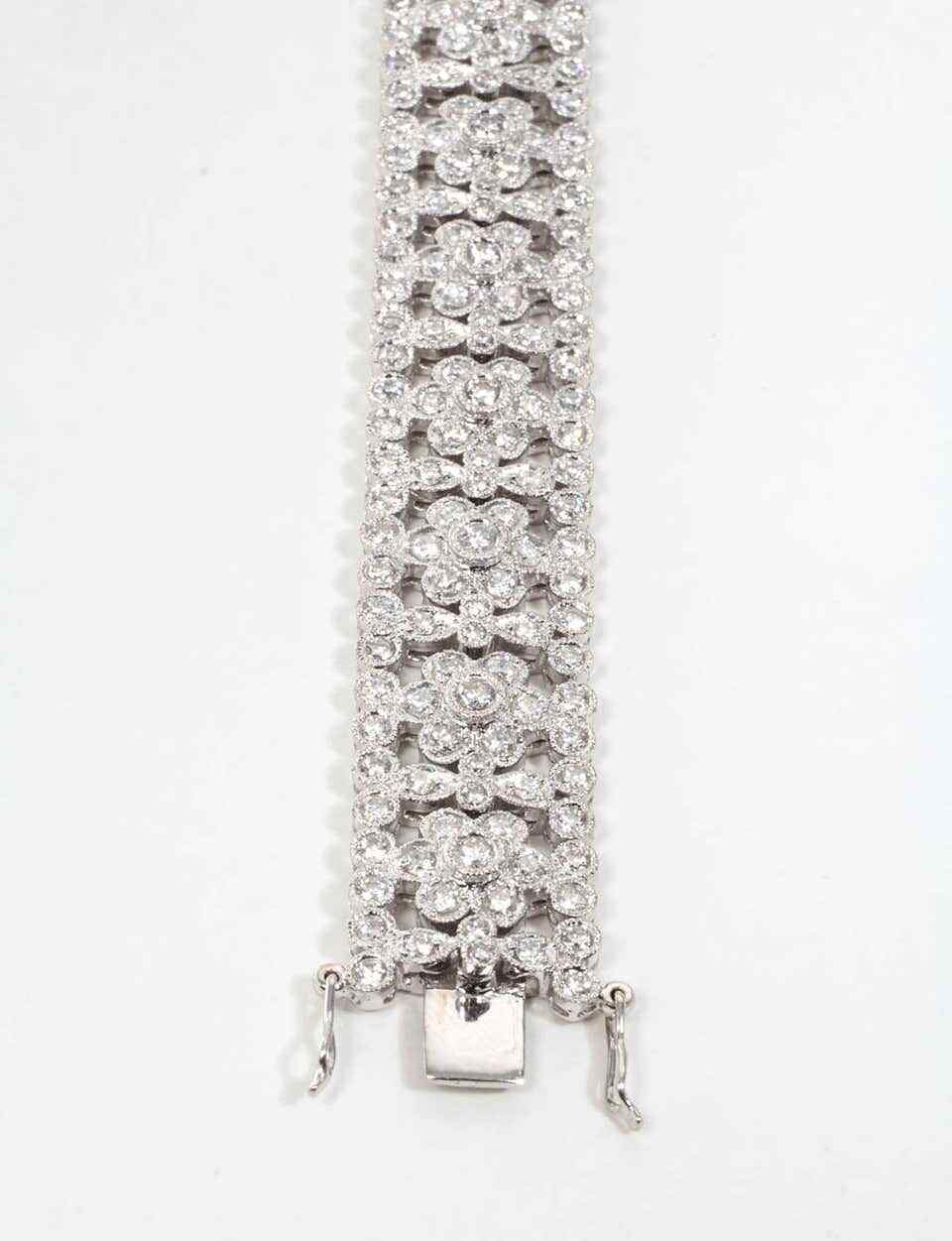 Engraved Diamond Floral Bracelet