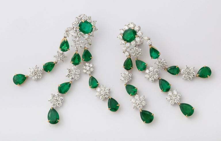 Emerald and Diamond Chandelier Earrings