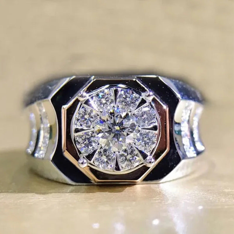 Luxury Men'S Ring Men'S Natural Zircon Ring Wedding Ring Engagement Zircon Ring