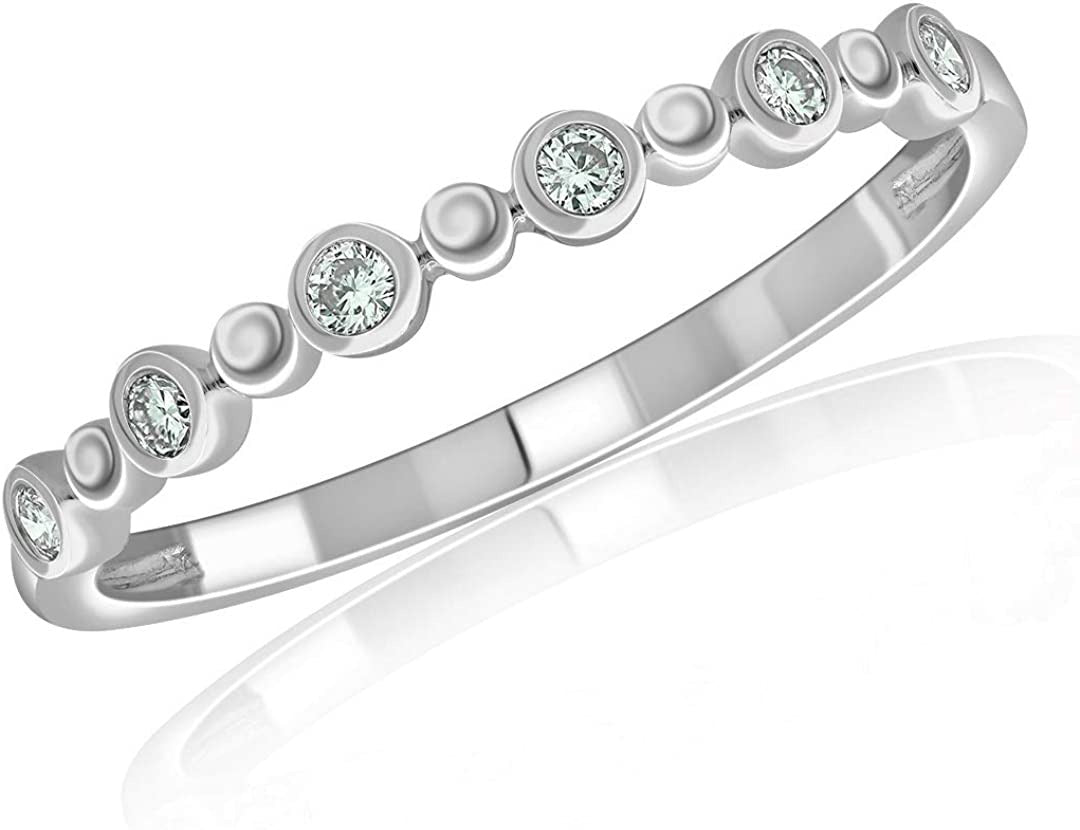 1/8 Carat (Ctw) Diamond Half Eternity Stackable Bezel Set Wedding Anniversary En
