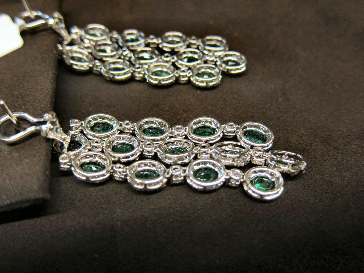 EMERALD OVAL SHAPE DIAMOND ROUND BRILLIANT SHAPE DANGLE