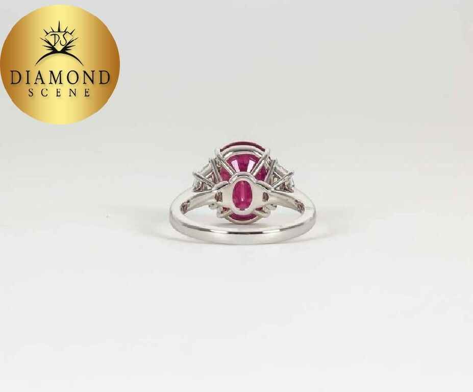 5 Carat GIA Cert Ruby Diamond Platinum Ring