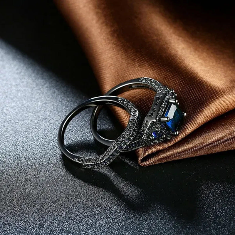 TWO Rings Black Couple Rings 316L Sainless Steel Men'S Rings Princess Cut 5Mm Sa