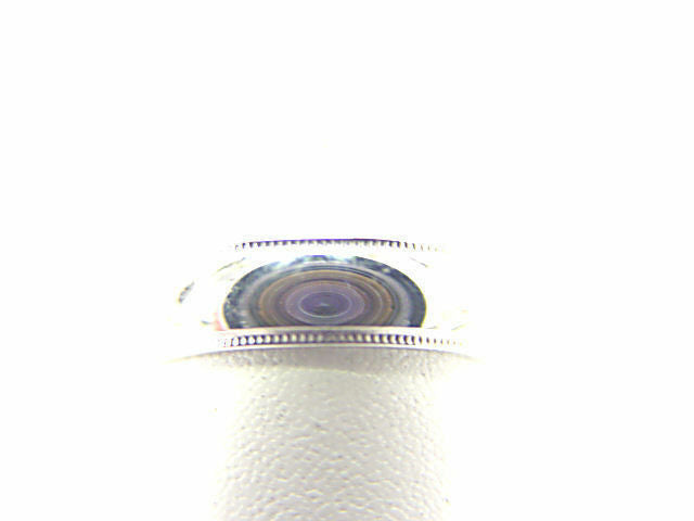 14 K WHITE GOLD POLISHED BEADED WEDDING BAND