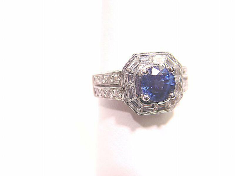 1.75 CT SAPPHIRE ROUND CUT TOP ONLY BAGUETTE AND ROUND