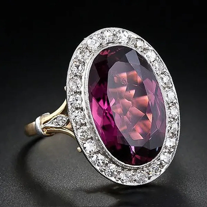 Fashion Luxury 925 Sterling Silver Oval Cut Ruby Ring Princess Engagement Weddin