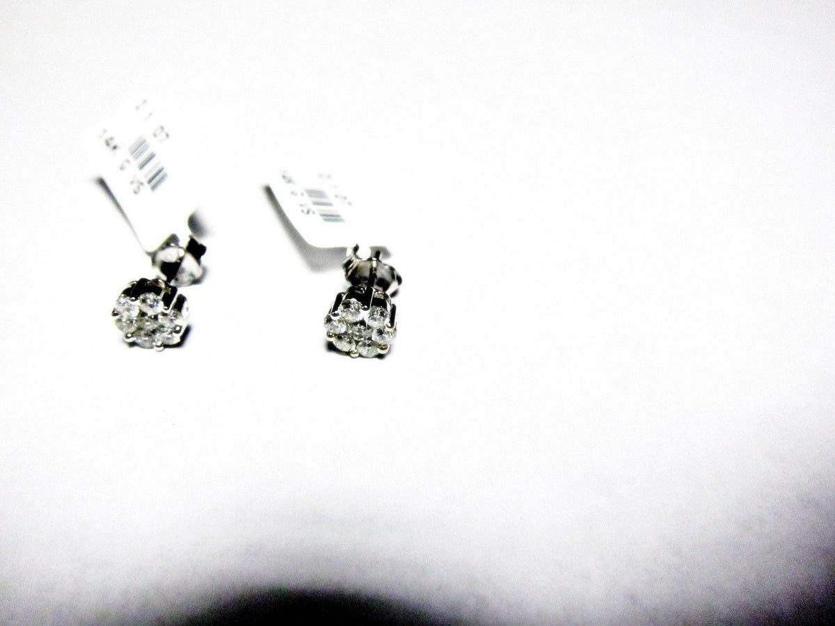 1.07 CT DIAMOND EARRING CLUSTER 7 DIAMOND EACH TOTAL 14 DIAMOND STUD EARRING 14K
