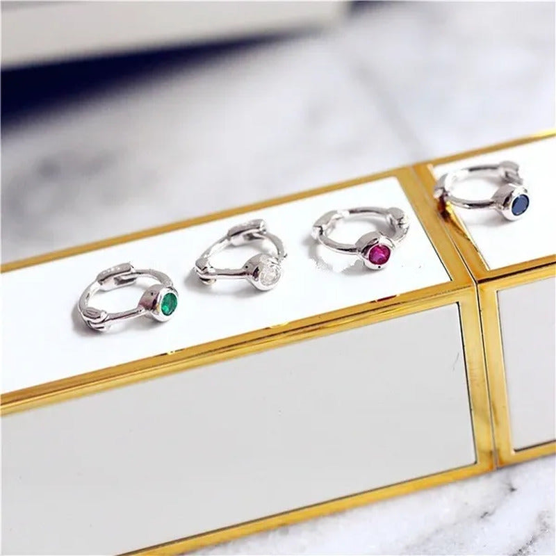 1PC Tiny Color Diamond Hoop Earrings Huggie Hoops Dainty Ear Bone Earrings