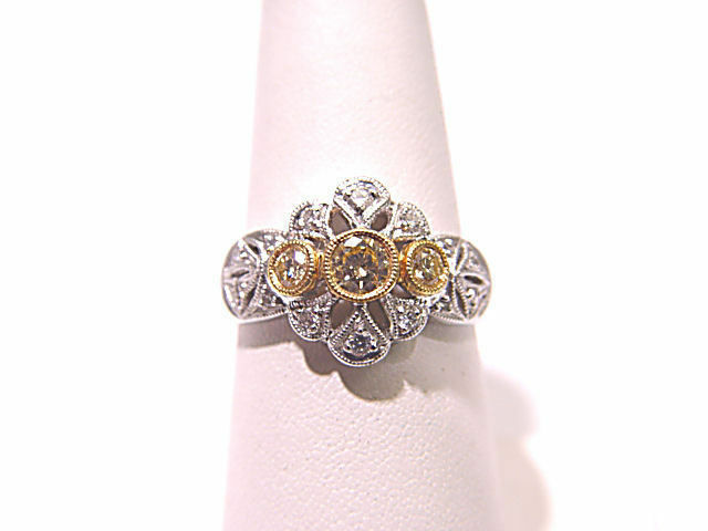 .50 CT ROUND SHAPE DIAMOND RING BAND DIAMOND TWO TONE ANTIQUE RING PLATINUM 18K