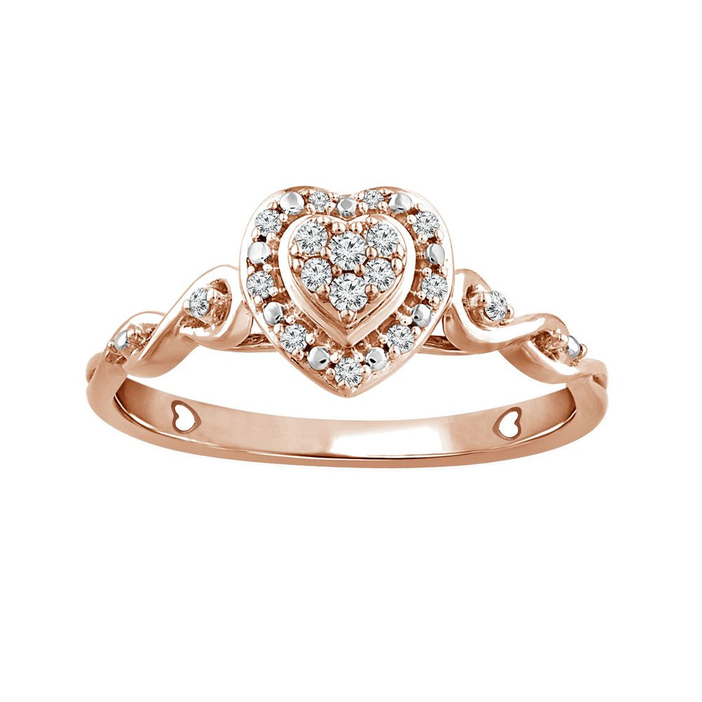 Color of Love 1/10 Cttw Diamonds Promise Ring in 10KT Pink Gold with Garland of