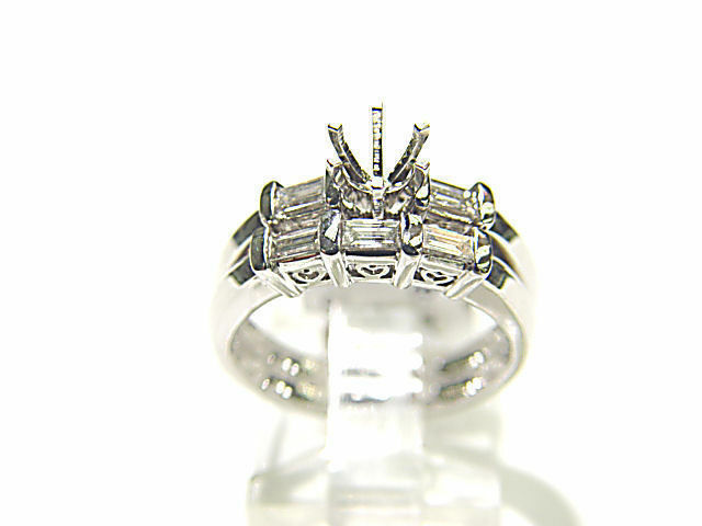 DIAMOND 5 STRAIGHT BAGUETTE SHAPE 2 PIECE SET 6 PRONG