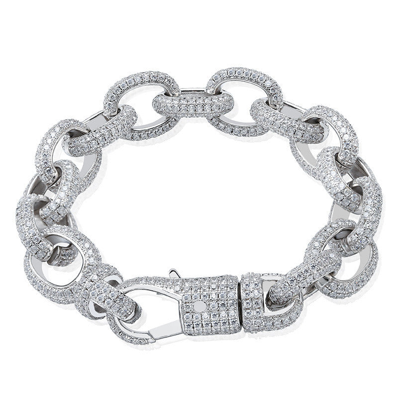 Men'S Oval Twist Large Button Bracelet