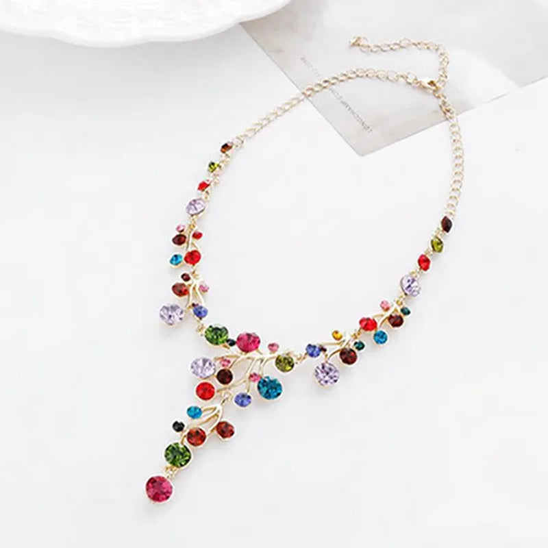 1Pc Colorful Diamond Temperament Diamond Accessories Y-Shaped Diamond Necklace C