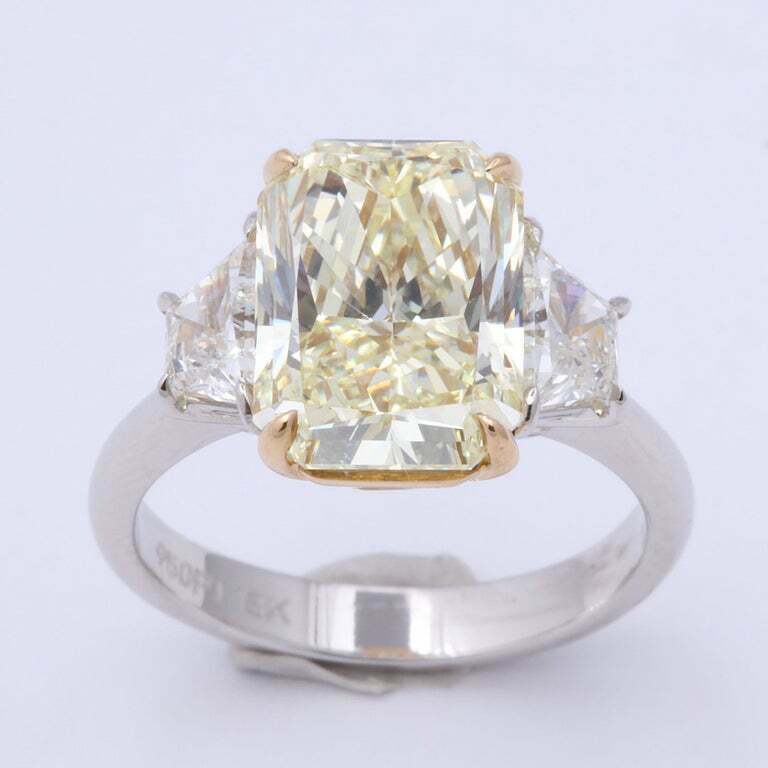 5 Carat Radiant Cut Yellow Diamond Ring GIA Certified
