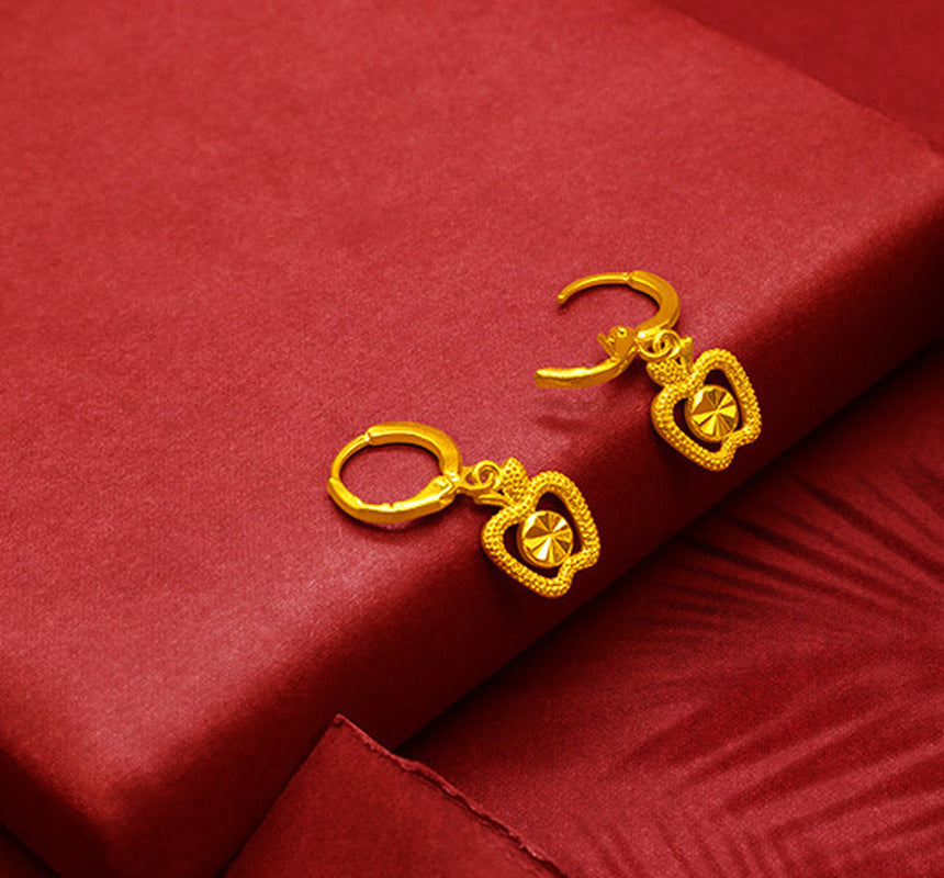Gold-Plated Earrings Female Tassel Flower Asymmetric Earrings Sand Gold-Plated E