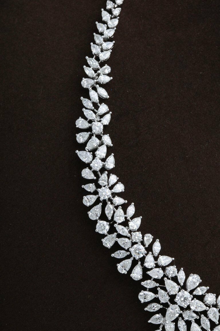 diamond necklace. 20.12 carats of round, pear and marquise shape diamonds 18 k